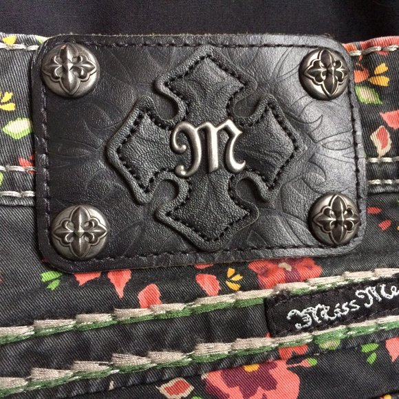 Miss Me Cargo Ankle Skinny Jeans Sz 26 x 29 Black Floral Flap Pockets CP4019AK3 - Picture 8 of 9